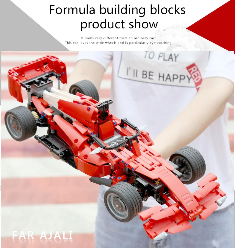 Yeshin MOC, моторная техника, автомобиль F1, скоростной гоночный автомобиль, строительные блоки, кирпичи, сборная модель автомобиля, детские игрушки