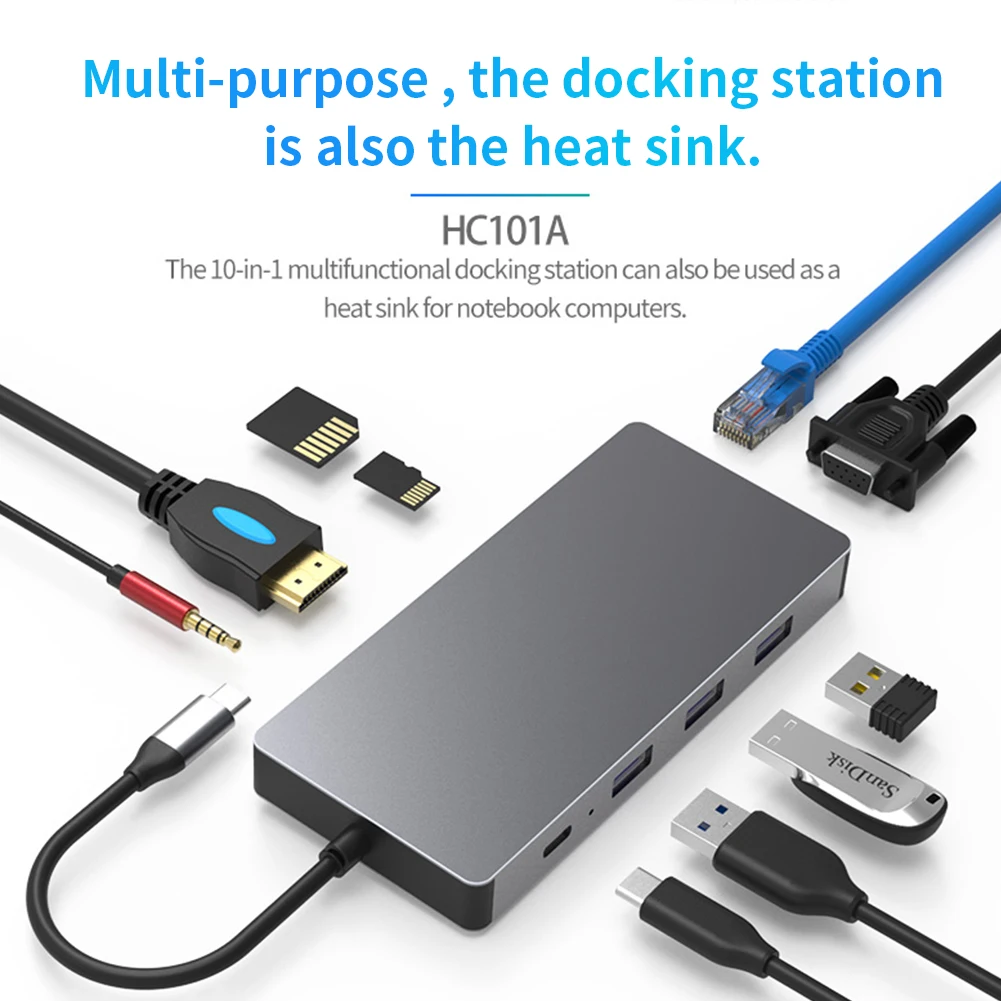USB C HUB Type C to HDMI-compatible USB 3.0 VGA 60W PD SD/TF Card Reader 10 In 1 Type C HUB Dock for MacBook Pro Air Splitter
USB C HUB Type C to HDMI-compatible USB 3.0 VGA 60W PD SD/TF Card Reader 10 In 1 Type C HUB Dock for MacBook Pro Air Splitter
