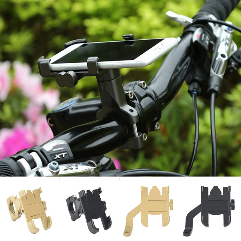 Universal Aluminum Alloy Bicycle Mobile Phone Holder Frame Motorcycle Handlebar Anti-skid Mobile Phone Holder Riding Accessories