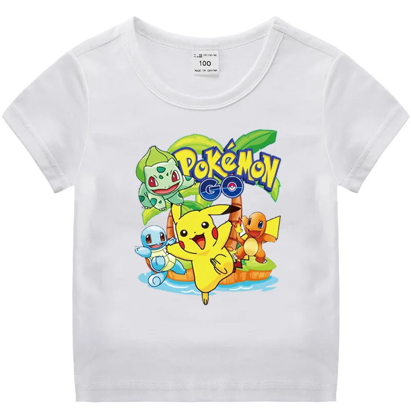 

Takara Tomy Pokemon Pikachu T-shirt For Kids Summer Tees Boys Girls Funny Anime Tshirt Cute Children Clothing Tops