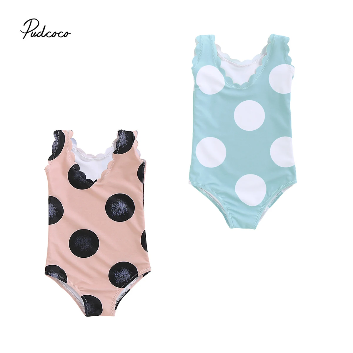 Новинка 2020 детский купальник в горошек для маленьких девочек Цельный Милый