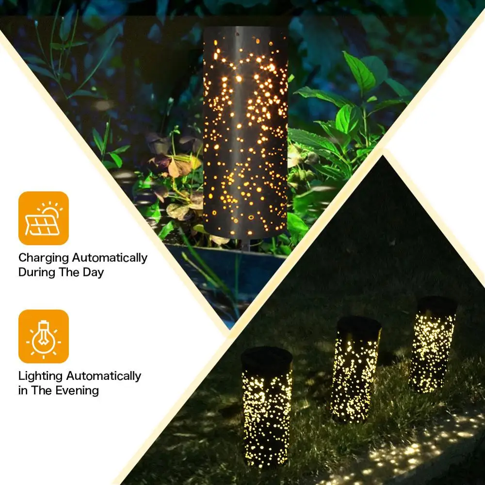 Ретро выдолбленный Солнечный СВЕТОДИОДНЫЙ светильник для украшения сада двора