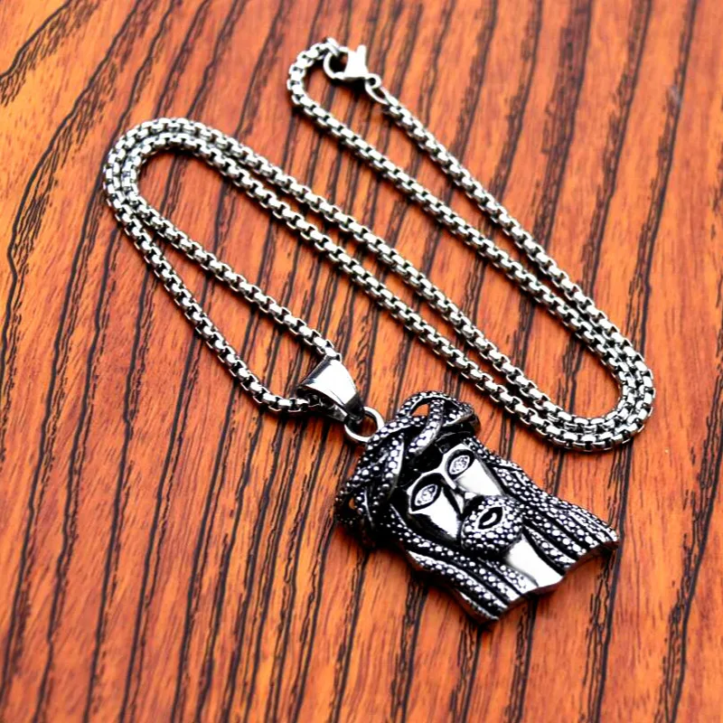 Кулон с головой Иисуса ожерелье для мужчин нержавеющая сталь модные панк