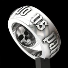 Винтаж с серебряным покрытием кольцо с черепом надписи глава скелет байкер кольца на пальцы фаланги для Для мужчин Для женщин Для мужчин в готическом стиле Вечерние ювелирные изделия B4M419