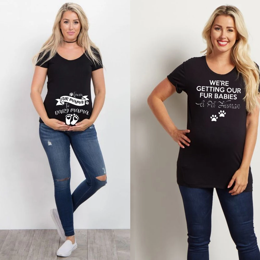 Мы получаем наши Меховые детские Забавные футболки для беременных Одежда