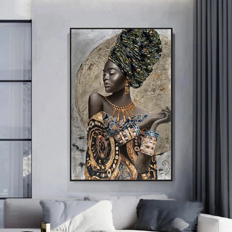 Современные Африканские женские постеры и картины с принтом Этническая картина