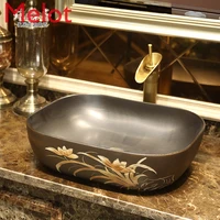 retro vintage art platform basin household chinese style ceramic washbasin balcony bathroom wash basin