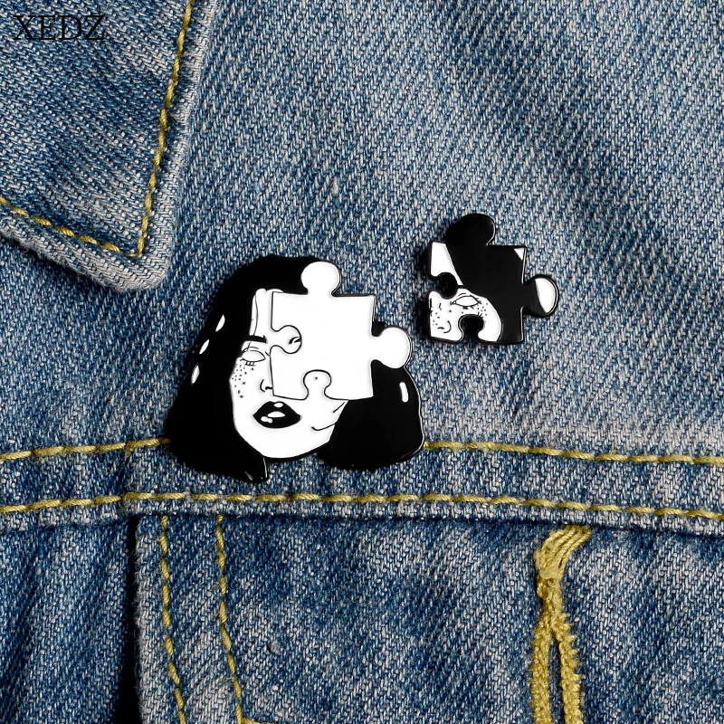 Брошь пазл XEDZ ужас для женщин модная брошь Череп без глаз в стиле Хэллоуин с