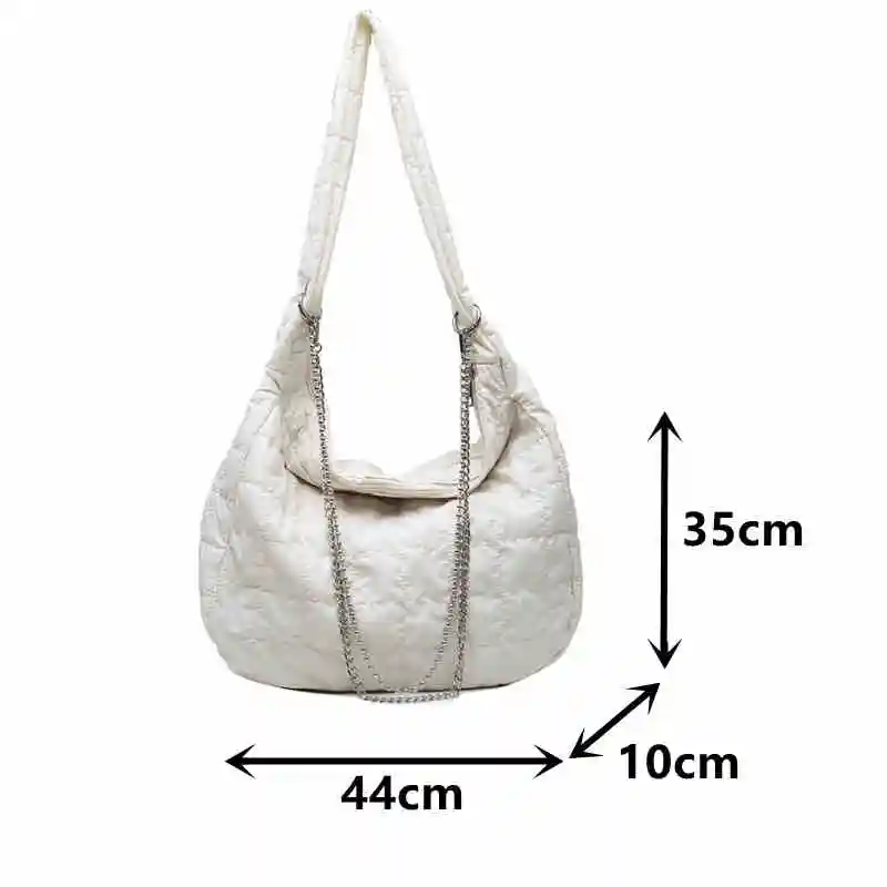 

Large Brand Women's Shoulder Handbags Big Size Messenger Bag Quality Down Feather Tote Bag Female Chain Plaid Crossbody Bags Sac