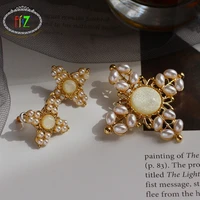 f j4z 2019 women luxurious brooches for coats fashion boho resin stone faux pearl pins earrings girls gifts ewelry dropship