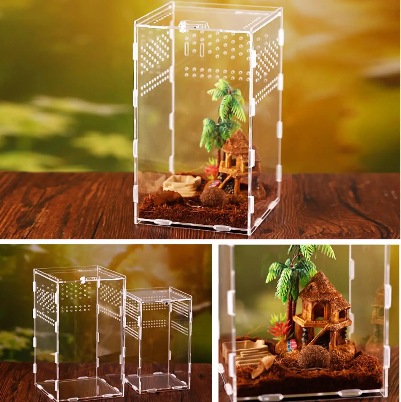 

Контейнер для рептилий, насекомых, пауков, черепах, ящериц, акриловая прозрачная коробка, крышка для рептилий, продукт для домашних животных...