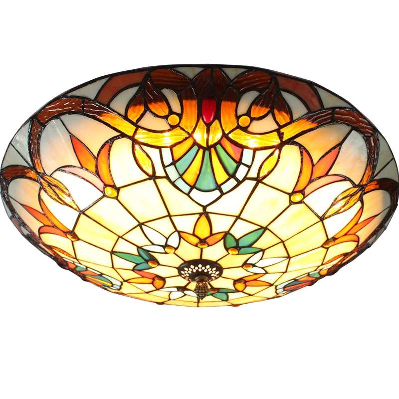 Европейский барочный витражный Светильник Тиффани пасторальный круглый