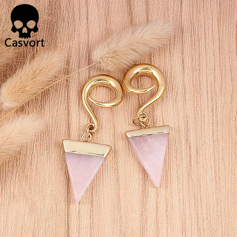 Casvort 2 шт. Новое поступление Висячие затычки для ушей ушной туннель из нержавеющей стали золотые ушные весы с крючком пирсинг измерительные приборы пара