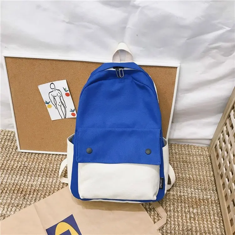 Однотонный холщовый рюкзак для женщин сумка на плечо в японском стиле школьный