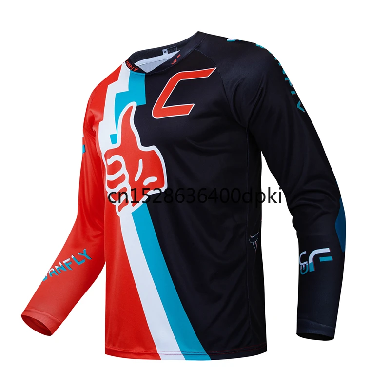 

V-neckline motocross jersey mountain bike dh downhill enduro cycling hombre bmx shirt red star