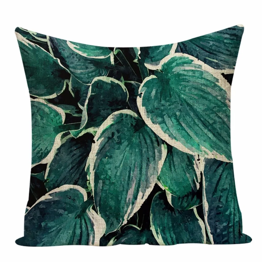 Monstera чехол для подушки 45*45 см, зеленые покрытия листьев растений, подушки, кактус, свежий диван, домашние подушки, чехол из льна, чехол для автокресла