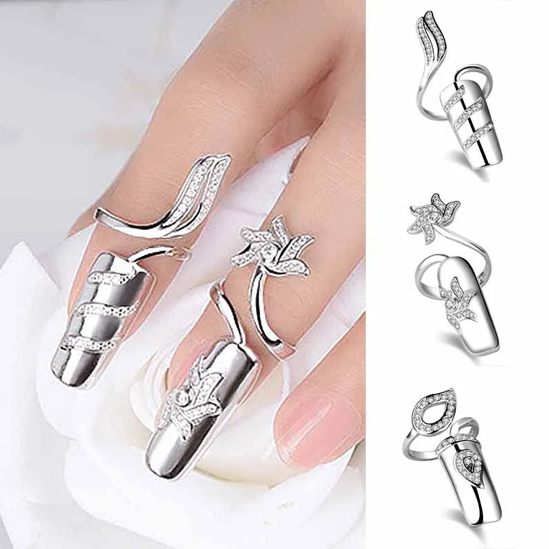 Корейский стиль модное кольцо для ногтей очаровательные Кристальные цветы