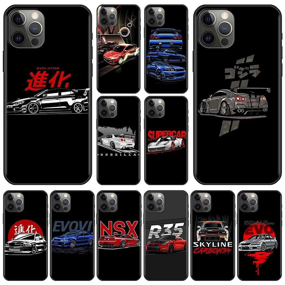 

Material Smartphone Phone Case For Apple iPhone 11 13 12 Pro Max Mini X XS XR 6 6S 7 8 Plus 5 5S SE(2020) Coque JDM Car GTR Evo