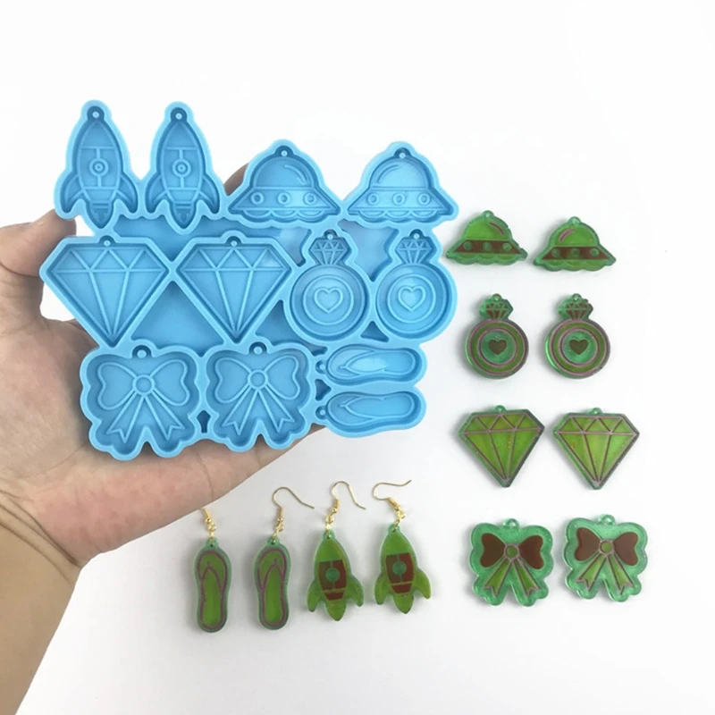 

DIY Rocket UFO Diamond Flip-flops Bowknot Shaped Mold Earrings Jewelry Necklace Pendant Silicone Mould Drop Dangle Decoration