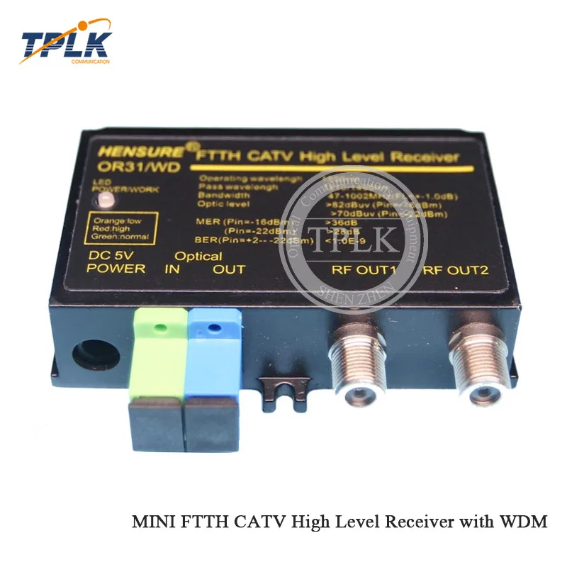 100 шт высокий уровень FTTH оптический приемник с WDM mini 2 Выход AGC optic1550nm Крытый Микро