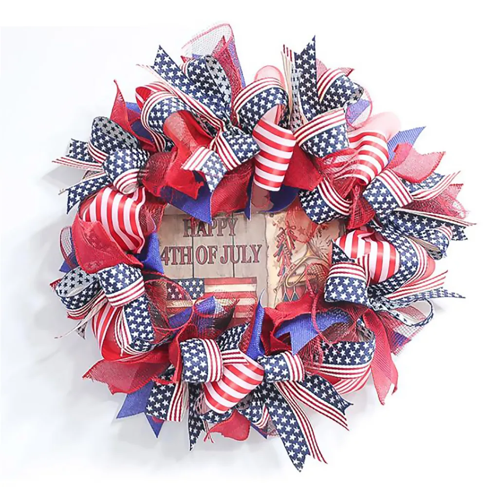 

Wreaths Wall Hanging Outdoor Beautiful U.S. National Day Ornaments Wood Front Porch Garland Decorations