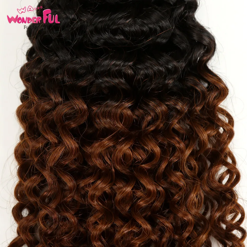 Омбре монгольская причудливая завивка пучки один шт Remy 100% человеческие волосы 2