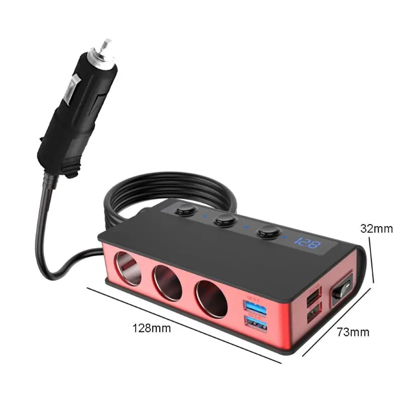 12 V/24 V 3x Разветвитель Прикуривателя QC 3,0 4x USB Зарядное устройство светодиодный вольтметр 95AF