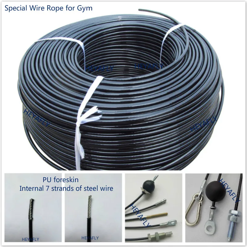 Fitness GYM special wire rope 5/6mm diameter PU skin weight bearing 800KG fitness equipment accessories wholesale discount price