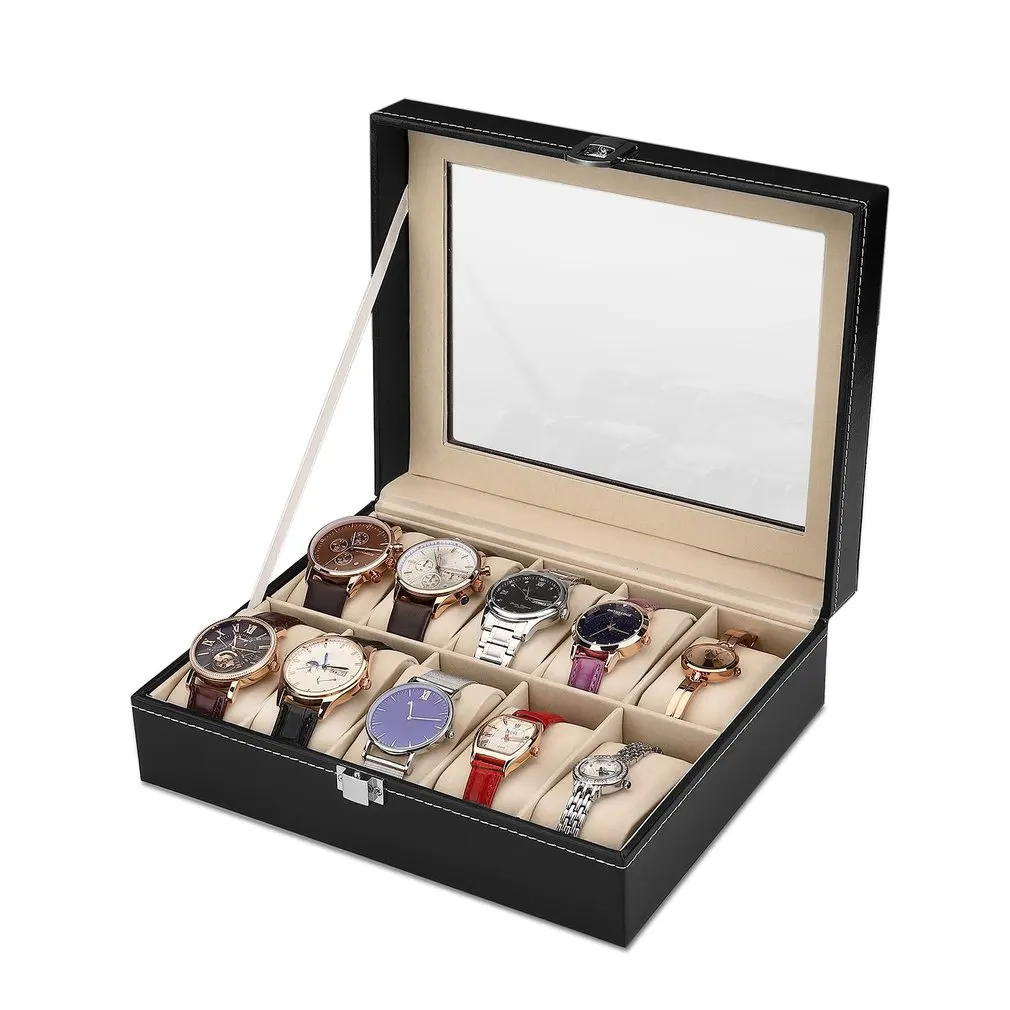 

2 3 6 12 20 24 Grids PU Slots Wrist Watch Display Box Storage Holder Organizer Watch Case Jewelry Dispay Watch Box шкатулка для