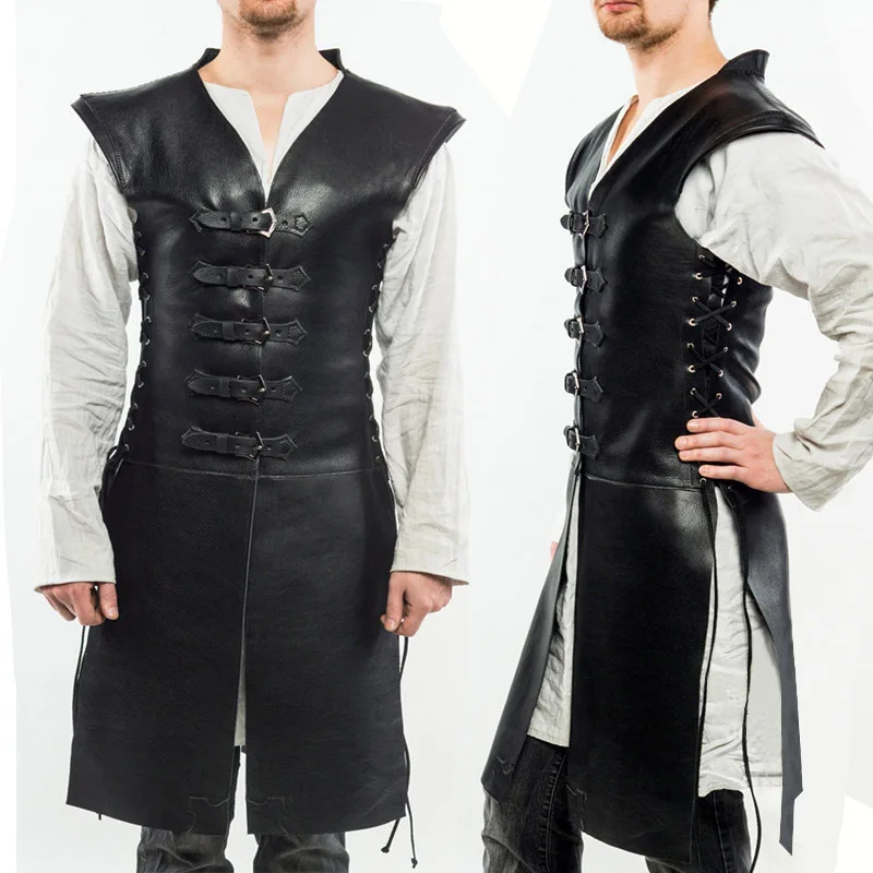 Средневековый стимпанк кожа Jerkin Surcoat Norse Dane Ranger Saxon Наёмник Ветеран костюм LARP