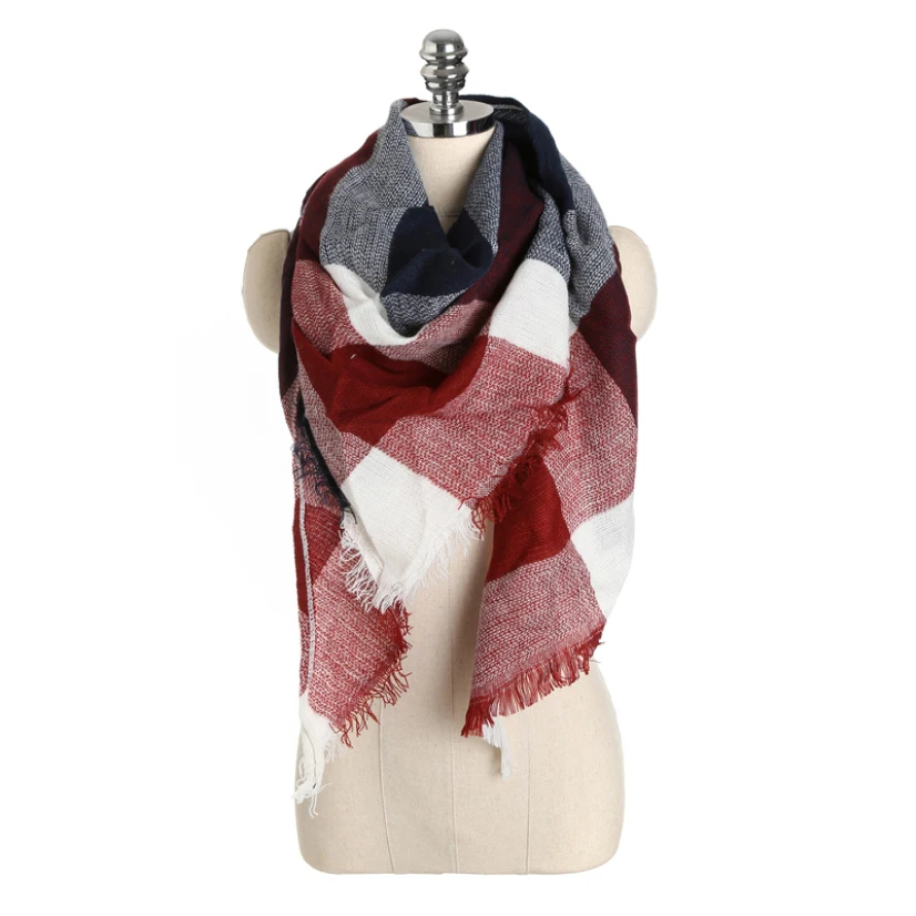 

Plaid Women's Scarf Winter Warm Long Scarves For Women's Imitation Cashmere Vintage Soft Wrap Shawl Winter Female Scarves