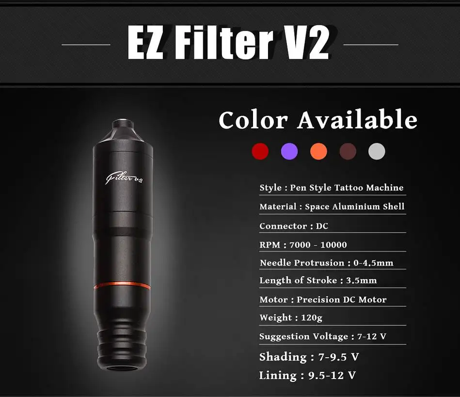 EZ Fliter V2 картридж фильтр ручка роторная татуировка машина наборы татуировки ручка роторная шейдер лайнер 6 цветов разные татуировки машина