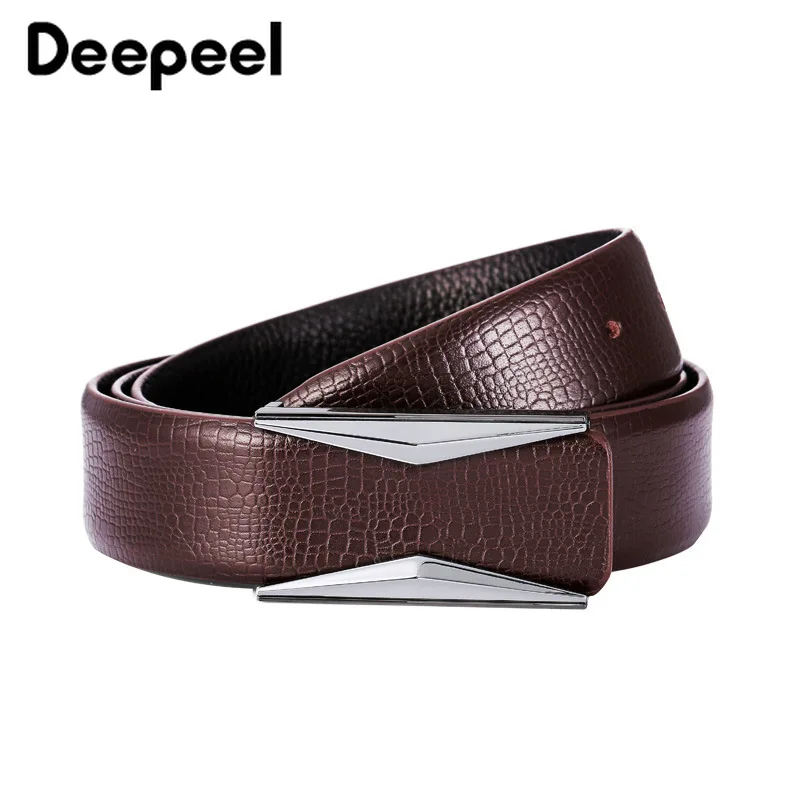 Deepeel 1 шт. 3,4 см* 105-125 см мужской ремень из натуральной кожи официальный костюм брюки гладкая пряжка для ремня металлический Starp подарок для мужчин ремни