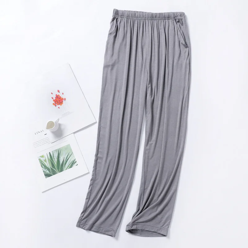 Plus Size Autumn Men Modal Sleepwear Trousers Spring Sleeping Long Pants For Male Elastic Drawstring Sleep Bottoms Homewear