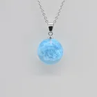 Колье из смолы с круглым шариком женское, серебристое ожерелье с цепочкой в виде голубого неба и белого облака, модные ювелирные украшения в подарок для девушки