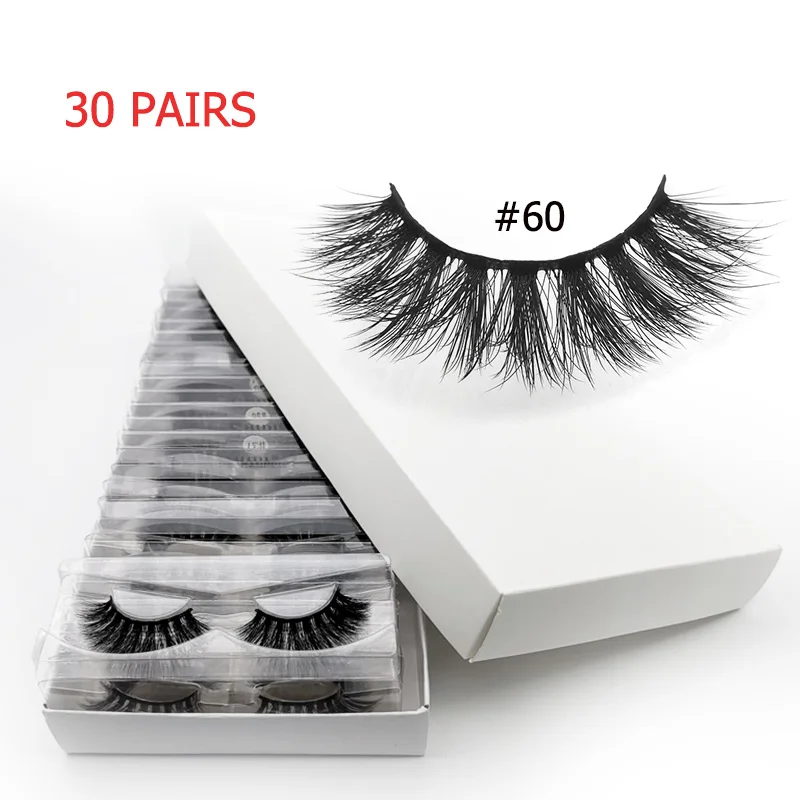 30pairs60W 30 пар ресниц Объемные ресницы оптом 3d норковые ресницы Объемные норковые ресницы натуральный макияж Накладные ресницы «maquiagem» cilios - Цвет: 30pairs60W