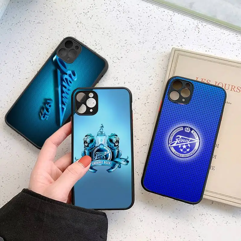 Чехол для телефона blue art FC Zenit Saint Матовый Прозрачный чехол iPhone 7 8 11 12 s mini pro X XS XR MAX