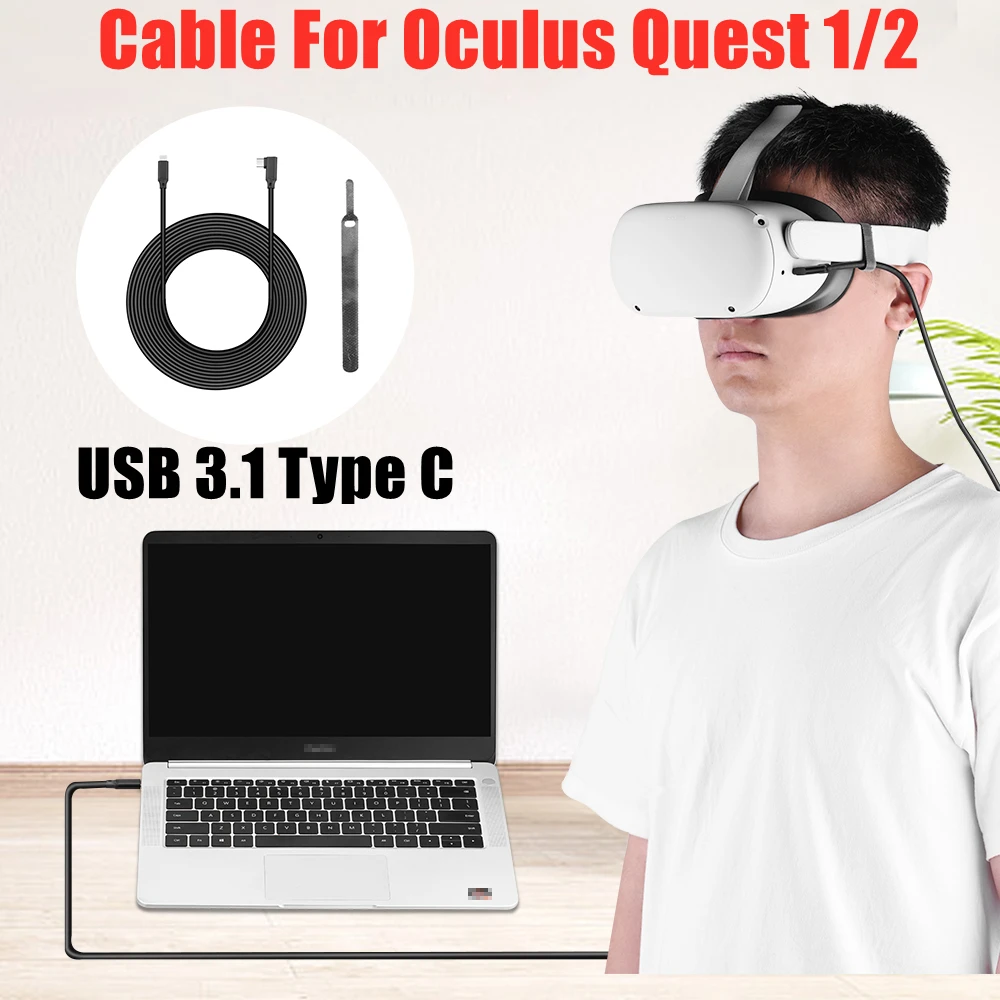 

3/5M Link Cable For Oculus Quest 1/2/Pico Neo 3 USB 3.1 Type C Link Cable Type C to C Data Transfer Quick for VR Glasses