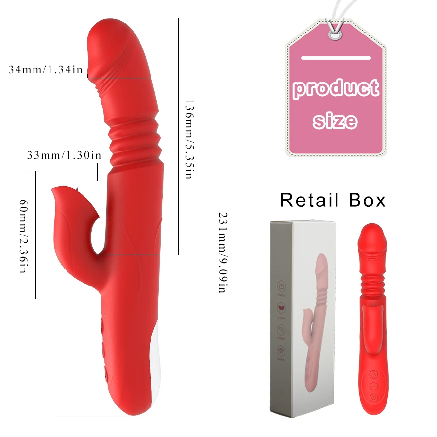 Dildo Vibrator for Women Heating Telescopic Rotation Tongue Licking Clitoris G-spot Stimulator Adult Sex Toys | Красота и здоровье