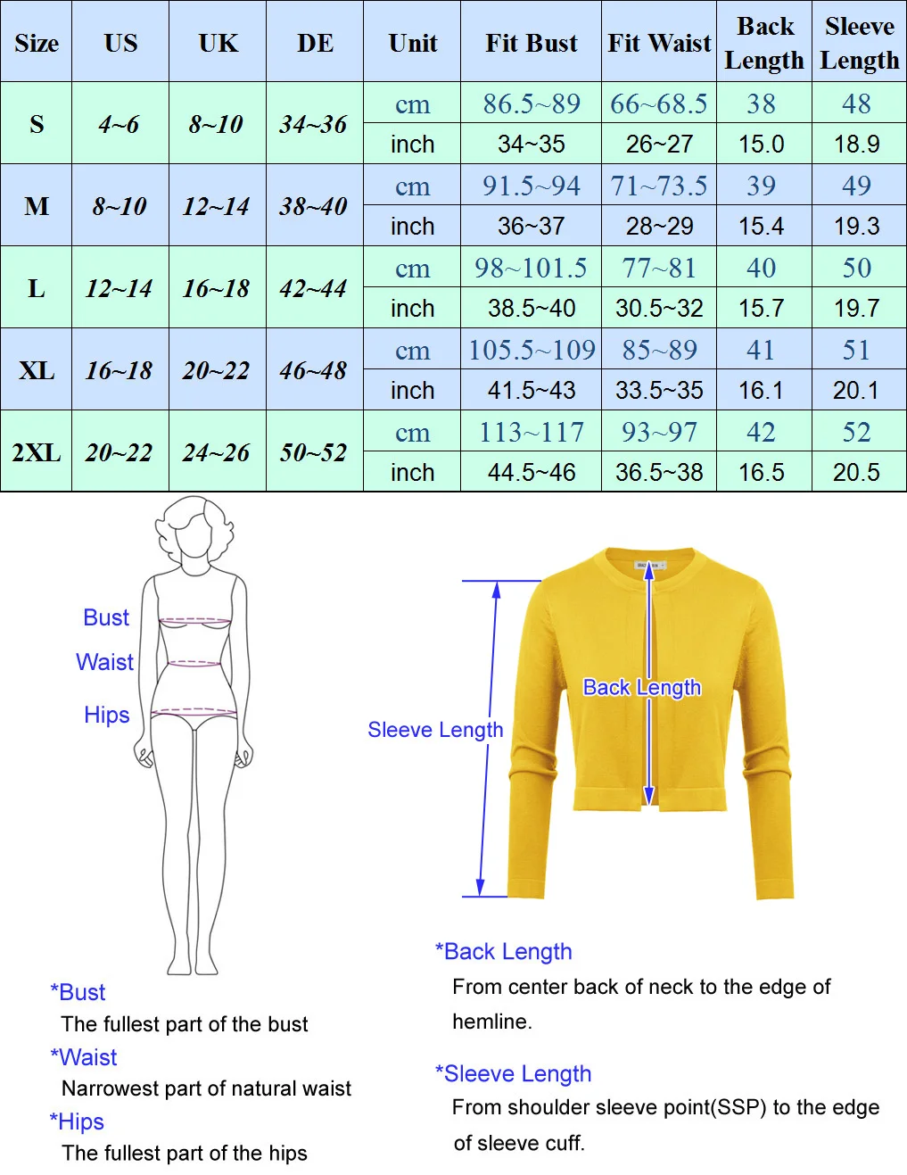 

New GK Womens 3/4 Sleeve Crew Neck Cropped Blue Knitting Coat Cardigan On Sale