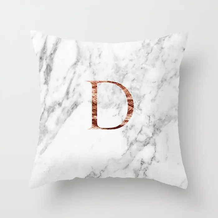 

English 26 Letters Marble Hug Pillowcase Peach Skin Hug Pillowcase Home Decoration Pillowcase Wholesale