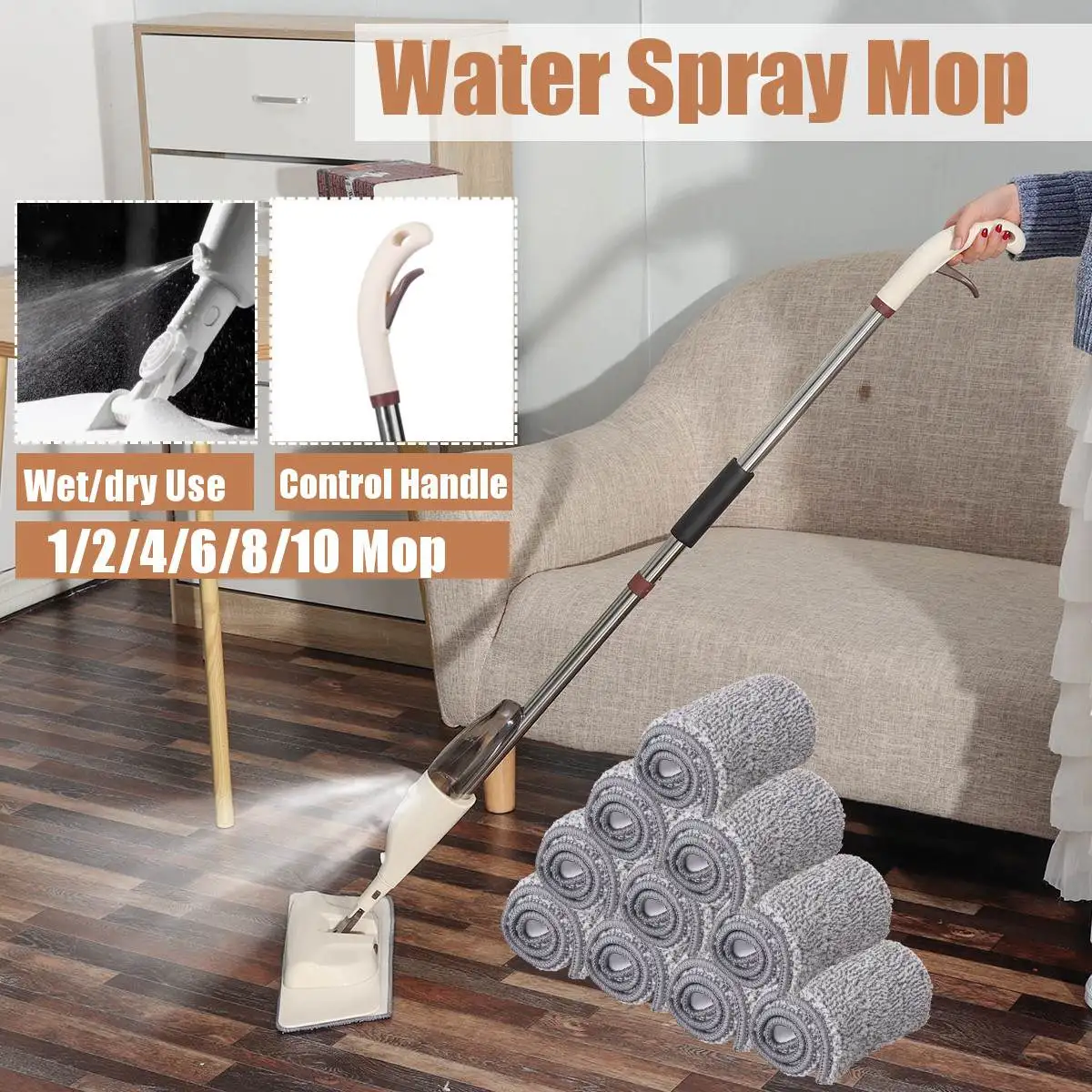 Швабра с распылителем швабра деревянным полом и многоразовыми насадками из