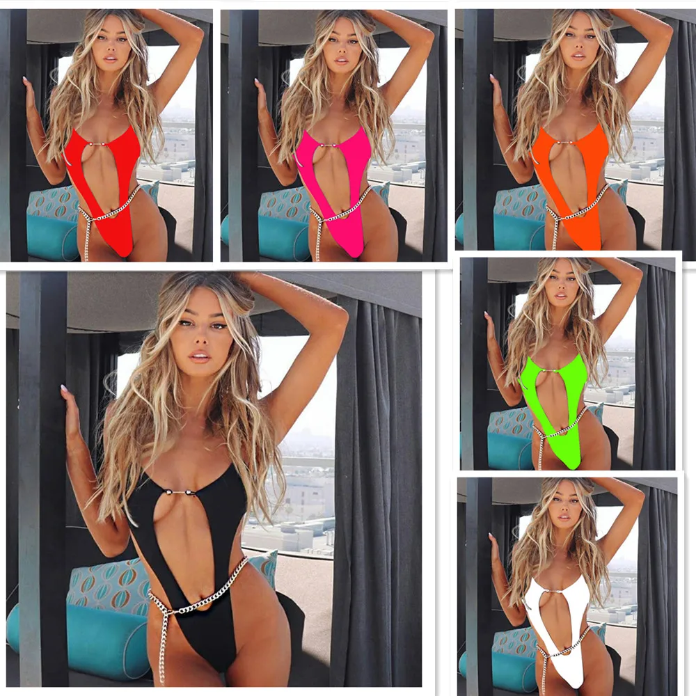 Женский сексуальный комплект бикини с металлической цепочкой купальник женский