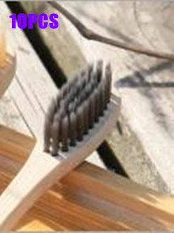 10Pcs Charcoal Дизайн, разноцветные бамбуковые зубные щетки, Экологичная деревянная зубная щетка с мягкой щетиной, зубная щетка для ухода за полостью рта для взрослых - Цвет: 10Pcs Charcoal