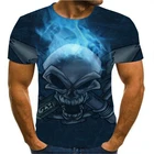 3D Мужская футболка с принтом черепа Стиль футболка с короткими рукавами и с жутким черепом Повседневная летняя футболка для мальчиков дышащий Свитшот XXS-6XL