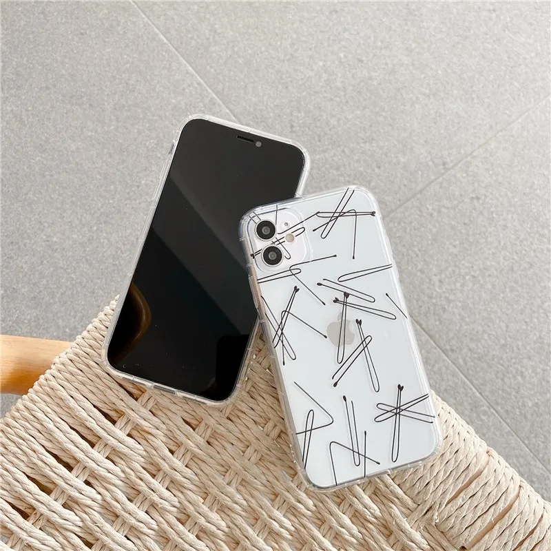 

Personalized painted lines Geometry Couple soft Case For iPhone 11 12 Pro Max mini 7 8 Plus XR X XS MAX se 2 phone cover fundas