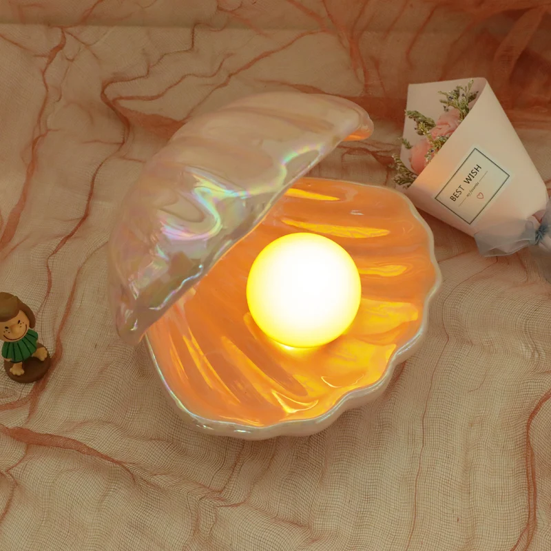 Ночник в виде морской ракушки прикроватная лампа сердца для девушек без