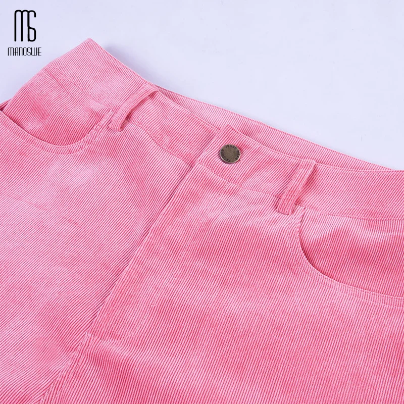 Женские вельветовые расклешенные брюки Manoswe с высокой талией в стиле ретро Осень