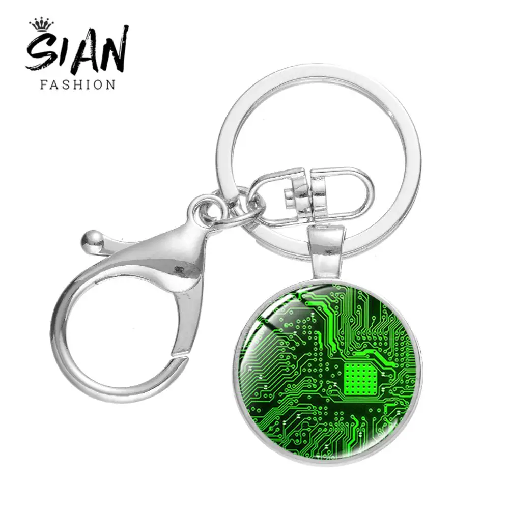 Русский крутой стеклянный фото брелок для ключей посеребренный