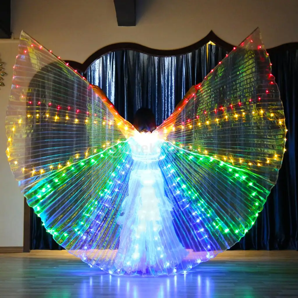Belly Dance LED Isis Wings Egyptian Indian Club Light up Dancing Wings with Sticks